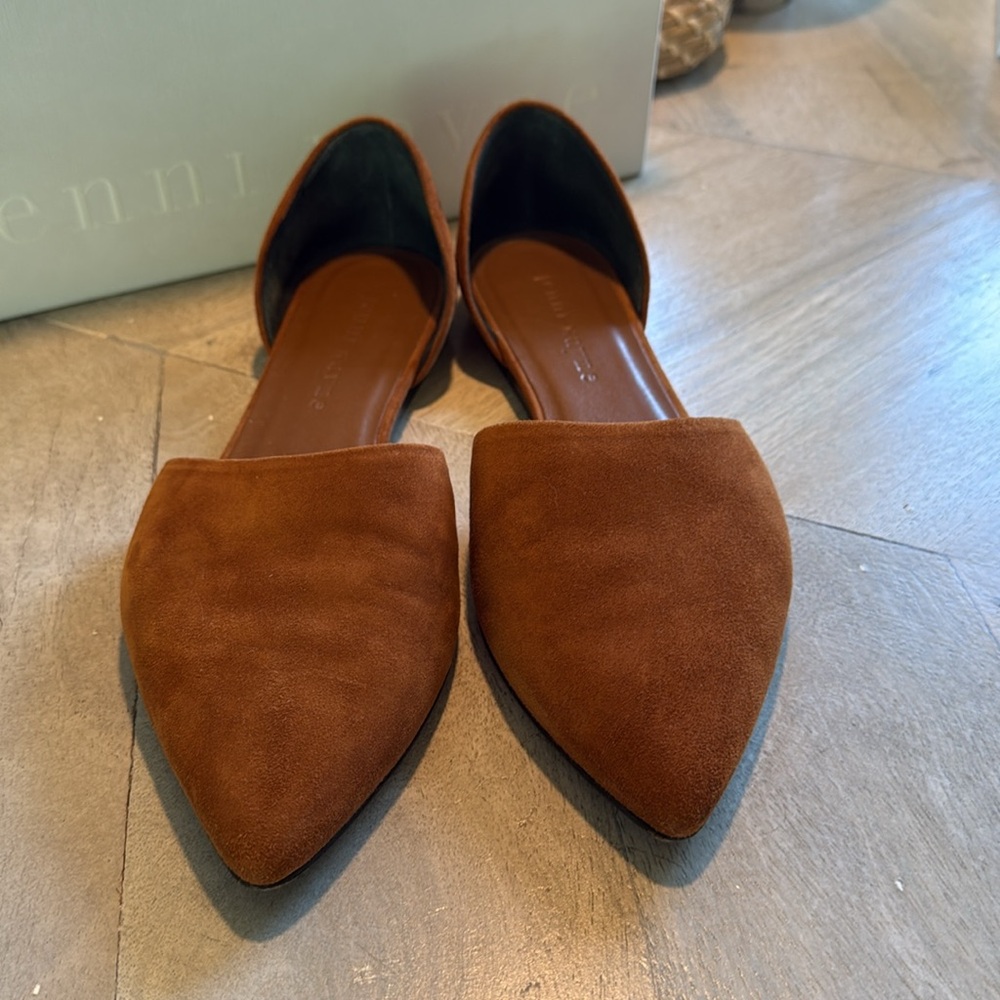 JENNI KAYNE d’Orsay Flats in Suede Vero Cuoio in Saddle (Camel) sz 37 RARE & EUC - Picture 2 of 11